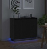 VidaXL LED Sideboard Zwart Eiken 90 x 32 x 75 cm Bewerkt hout