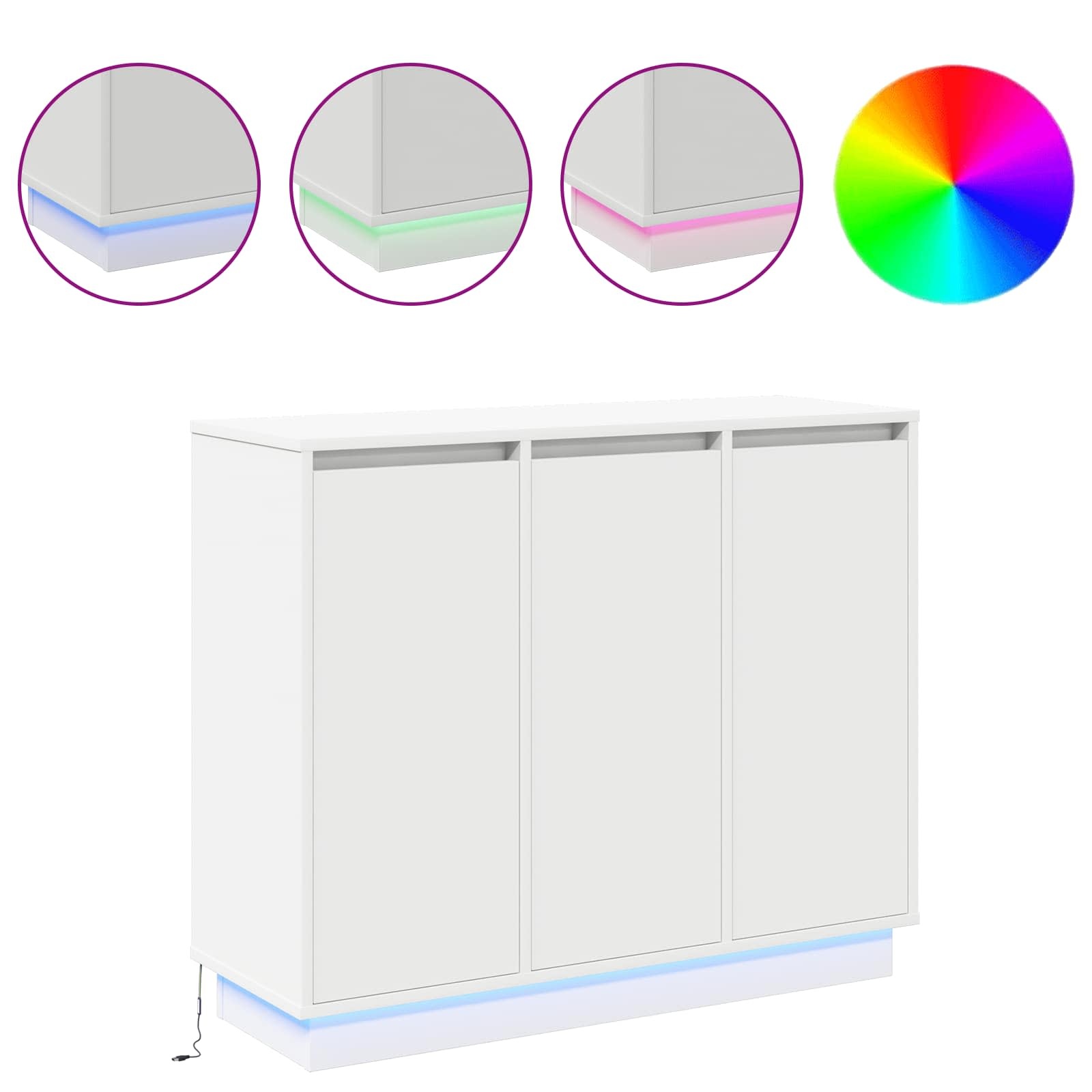 VidaXL LED Sideboard met plank Wit 90 x 32 x 75 cm Bewerkt hout