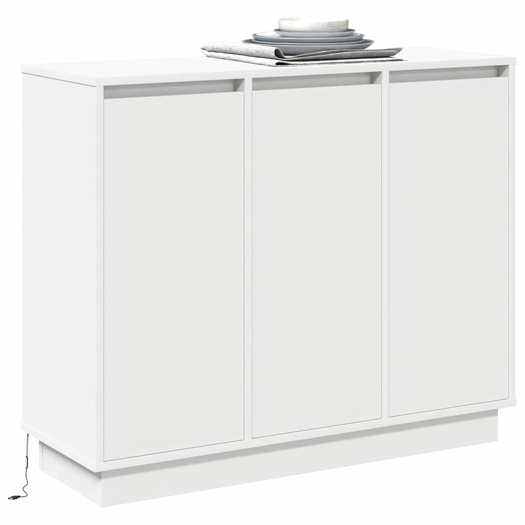 VidaXL LED Sideboard met plank Wit 90 x 32 x 75 cm Bewerkt hout