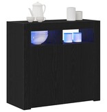 VidaXL Dressoir Zwart Eiken 80 x 35 x 75 cm Bewerkt hout