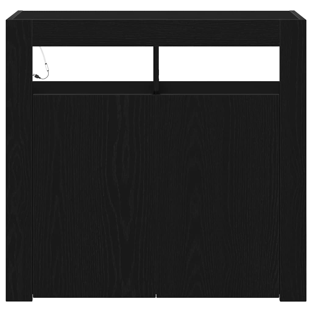 VidaXL Dressoir Zwart Eiken 80 x 35 x 75 cm Bewerkt hout