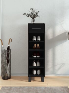 VidaXL Schoenenkast 30x35x105 cm bewerkt hout zwart