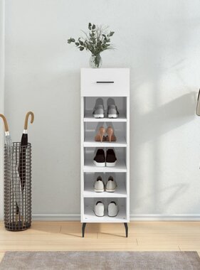 VidaXL Schoenenkast 30x35x105 cm bewerkt hout hoogglans wit