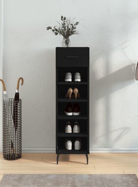 VidaXL Schoenenkast 30x35x105 cm bewerkt hout zwart