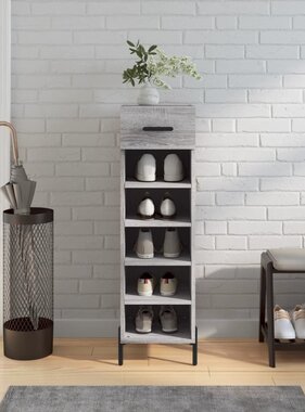 VidaXL Schoenenkast 30x35x105 cm bewerkt hout grijs sonoma eikenkleur