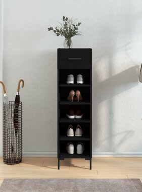 VidaXL Schoenenkast 30x35x105 cm bewerkt hout zwart