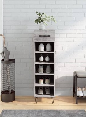 VidaXL Schoenenkast 30x35x105 cm bewerkt hout grijs sonoma eikenkleur