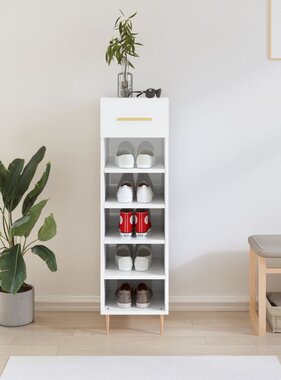 VidaXL Schoenenkast 30x35x105 cm bewerkt hout hoogglans wit