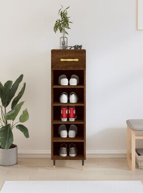 VidaXL Schoenenkast 30x35x105 cm bewerkt hout bruin eikenkleur