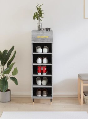 VidaXL Schoenenkast 30x35x105 cm bewerkt hout grijs sonoma eikenkleur