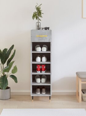VidaXL Schoenenkast 30x35x105 cm bewerkt hout betongrijs