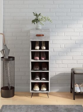 VidaXL Schoenenkast 30x35x105 cm bewerkt hout grijs sonoma eikenkleur