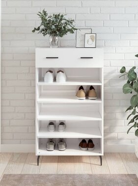 VidaXL Schoenenkast 60x35x105 cm bewerkt hout hoogglans wit