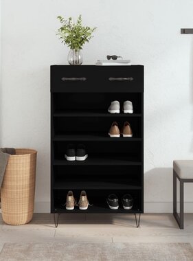 VidaXL Schoenenkast 60x35x105 cm bewerkt hout zwart