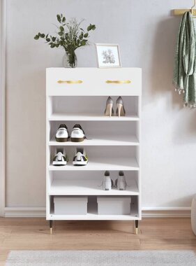 VidaXL Schoenenkast 60x35x105 cm bewerkt hout hoogglans wit