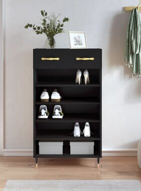 VidaXL Schoenenkast 60x35x105 cm bewerkt hout zwart