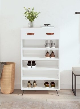 VidaXL Schoenenkast 60x35x105 cm bewerkt hout hoogglans wit