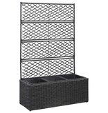 VidaXL Latwerkplantenbak verhoogd met potten 83x30x130 cm rattan zwart