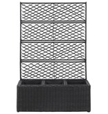 VidaXL Latwerkplantenbak verhoogd met potten 83x30x130 cm rattan zwart