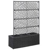 VidaXL Latwerkplantenbak verhoogd met potten 83x30x130 cm rattan zwart