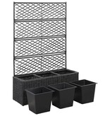 VidaXL Latwerkplantenbak verhoogd met potten 83x30x130 cm rattan zwart