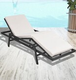VidaXL Ligbed met kussen poly rattan zwart