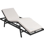 VidaXL Ligbed met kussen poly rattan zwart