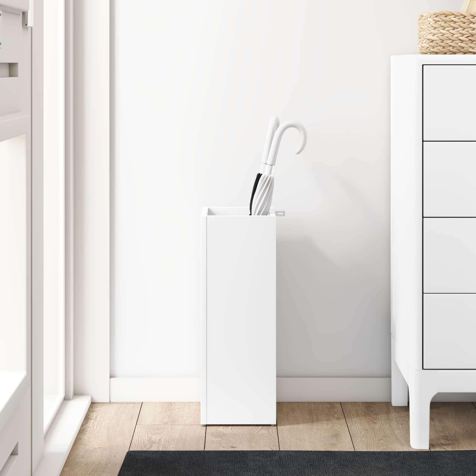 VidaXL Paraplu Standaard met opslag Wit 20 x 20 x 55,5 cm Bewerkt hout