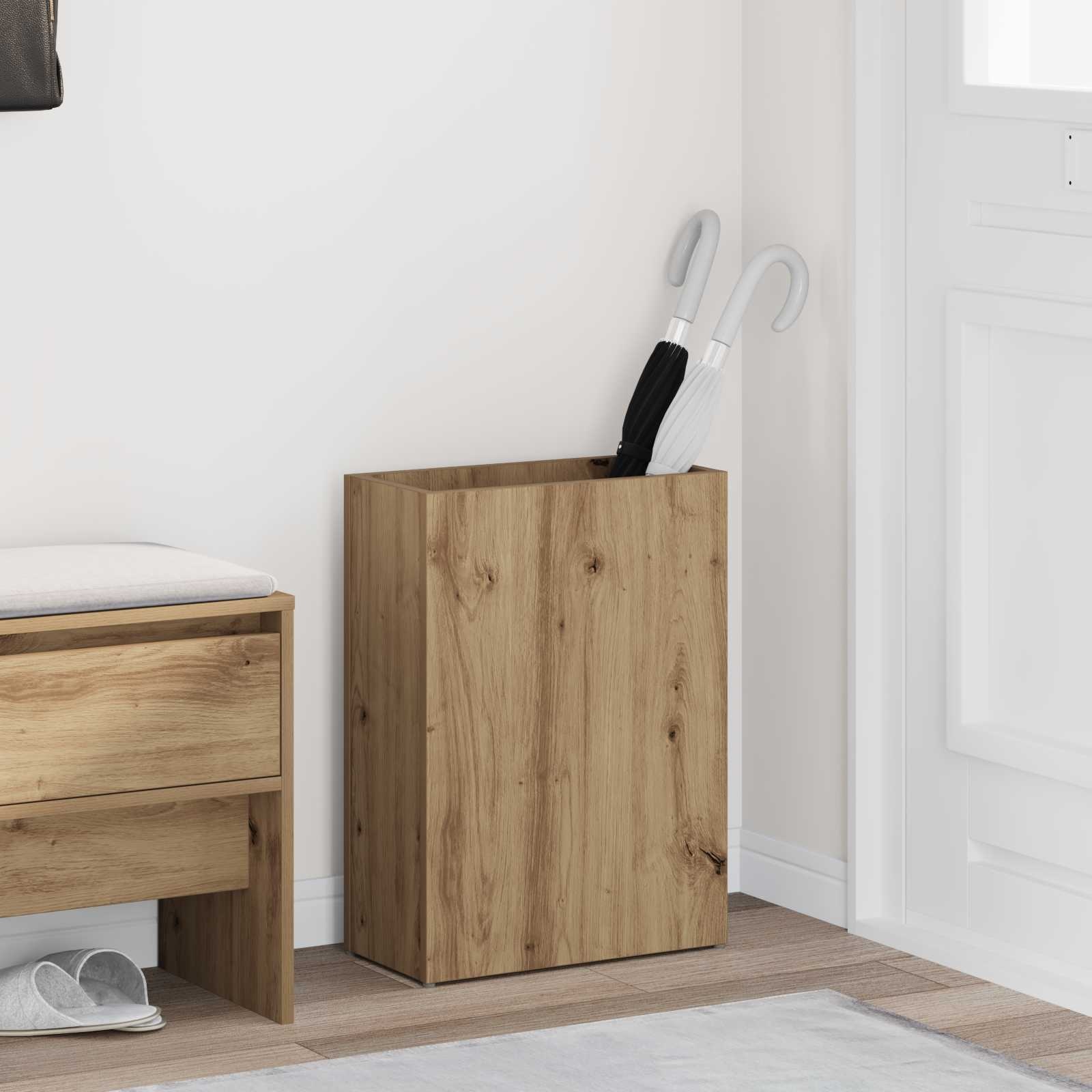 VidaXL Paraplu Standaard Artisan Eiken 40 x 20 x 55,5 cm Bewerkt hout