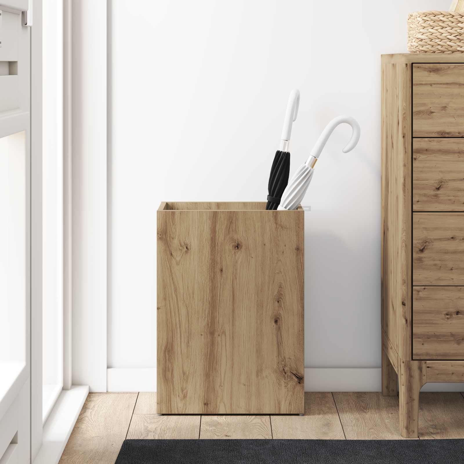 VidaXL Paraplu Standaard Artisan Eiken 40 x 20 x 55,5 cm Bewerkt hout