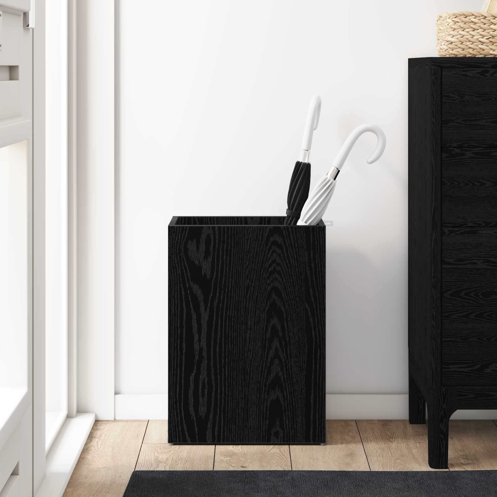 VidaXL Paraplu Standaard Zwart Eiken 40 x 20 x 55,5 cm Bewerkt hout