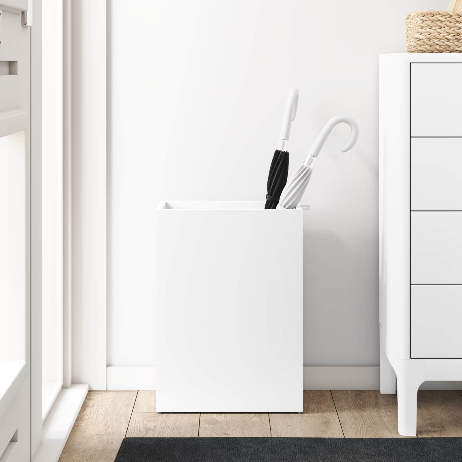 VidaXL Paraplu Standaard met opslag Wit 40 x 20 x 55,5 cm Bewerkt hout