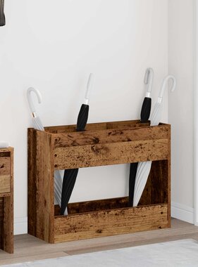 VidaXL Paraplu Standaard Oudhout 65 x 24 x 50 cm Bewerkt hout