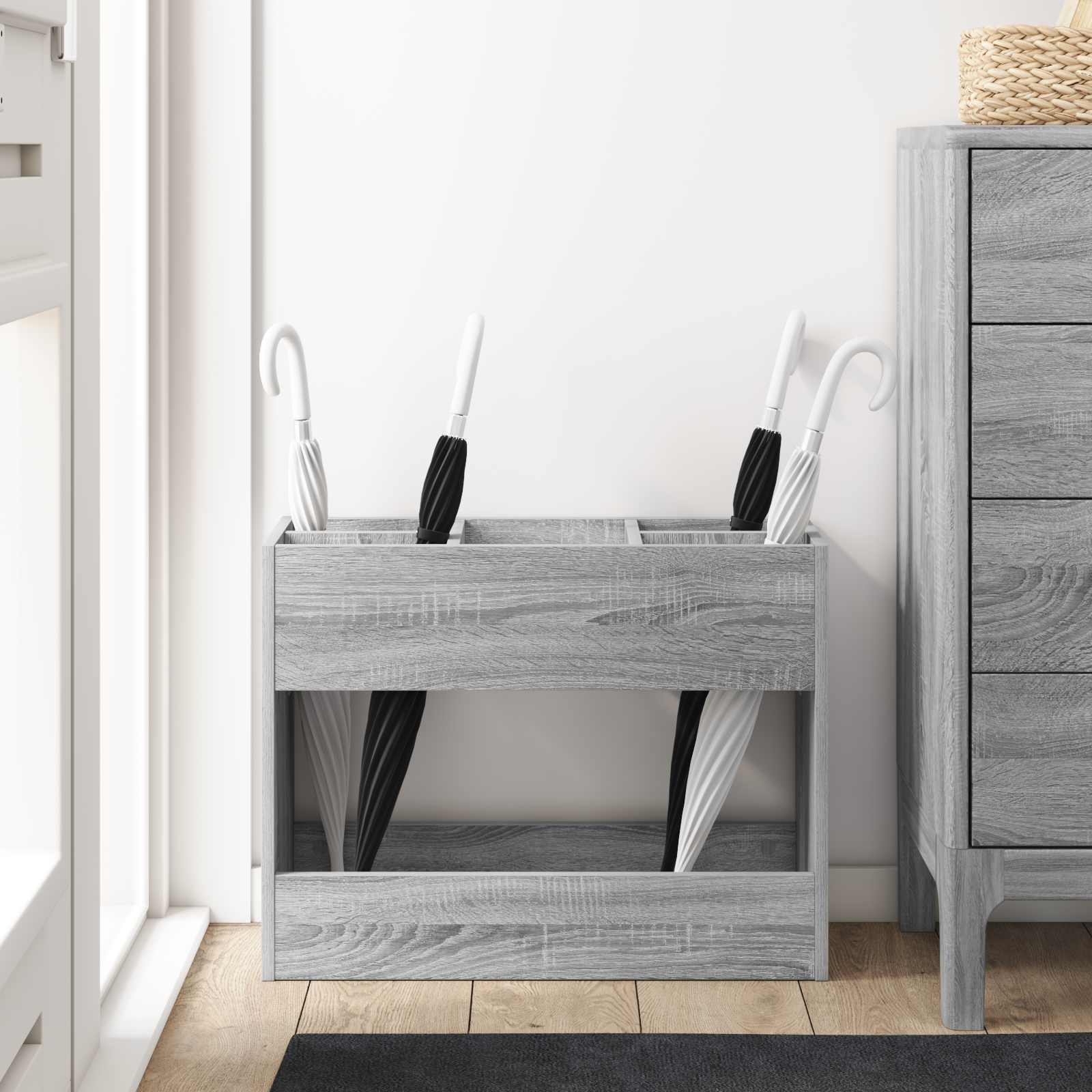 VidaXL Paraplu Standaard Grijs Sonoma 65 x 24 x 50 cm Bewerkt hout