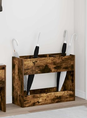 VidaXL Paraplu Standaard Gerookt eiken 65 x 24 x 50 cm Bewerkt hout