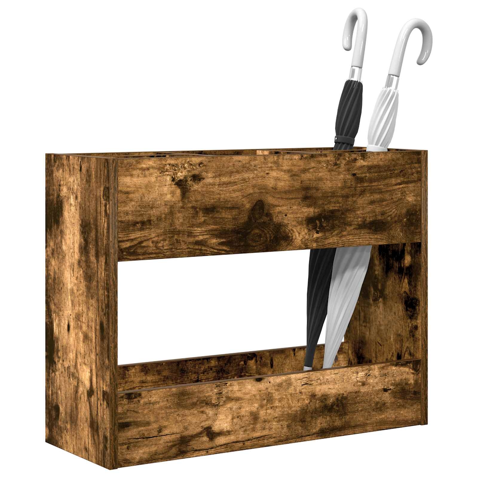 VidaXL Paraplu Standaard Gerookt eiken 65 x 24 x 50 cm Bewerkt hout