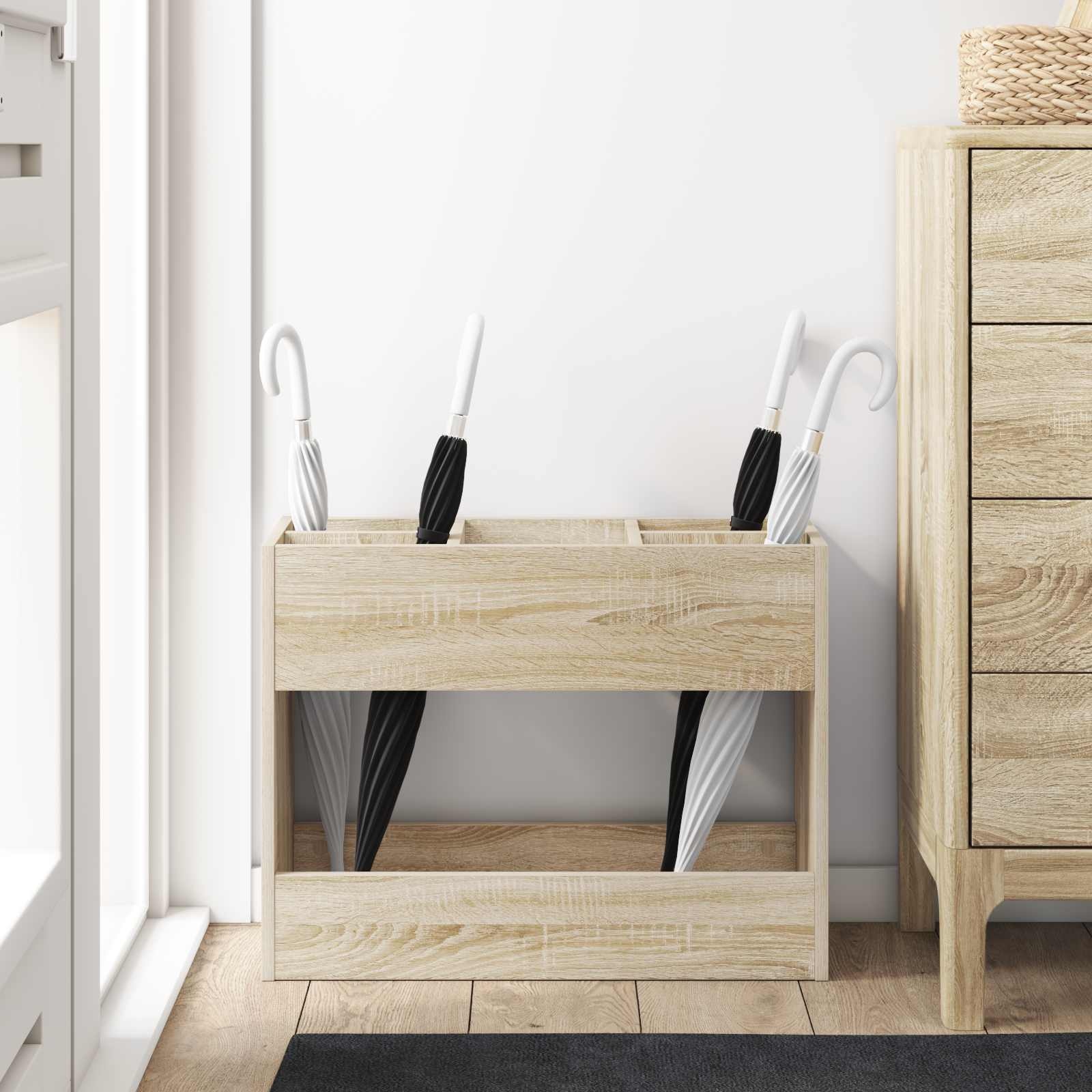 VidaXL Paraplu Standaard Sonoma Eiken 65 x 24 x 50 cm Bewerkt hout