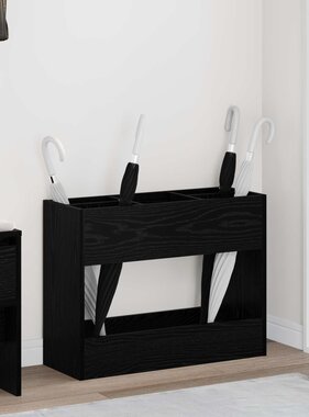 VidaXL Paraplu Standaard Zwart Eiken 65 x 24 x 50 cm Bewerkt hout