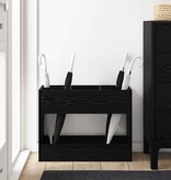 VidaXL Paraplu Standaard Zwart Eiken 65 x 24 x 50 cm Bewerkt hout