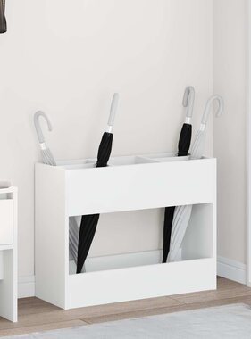 VidaXL Paraplu Standaard met opslag Wit 65 x 24 x 50 cm Bewerkt hout