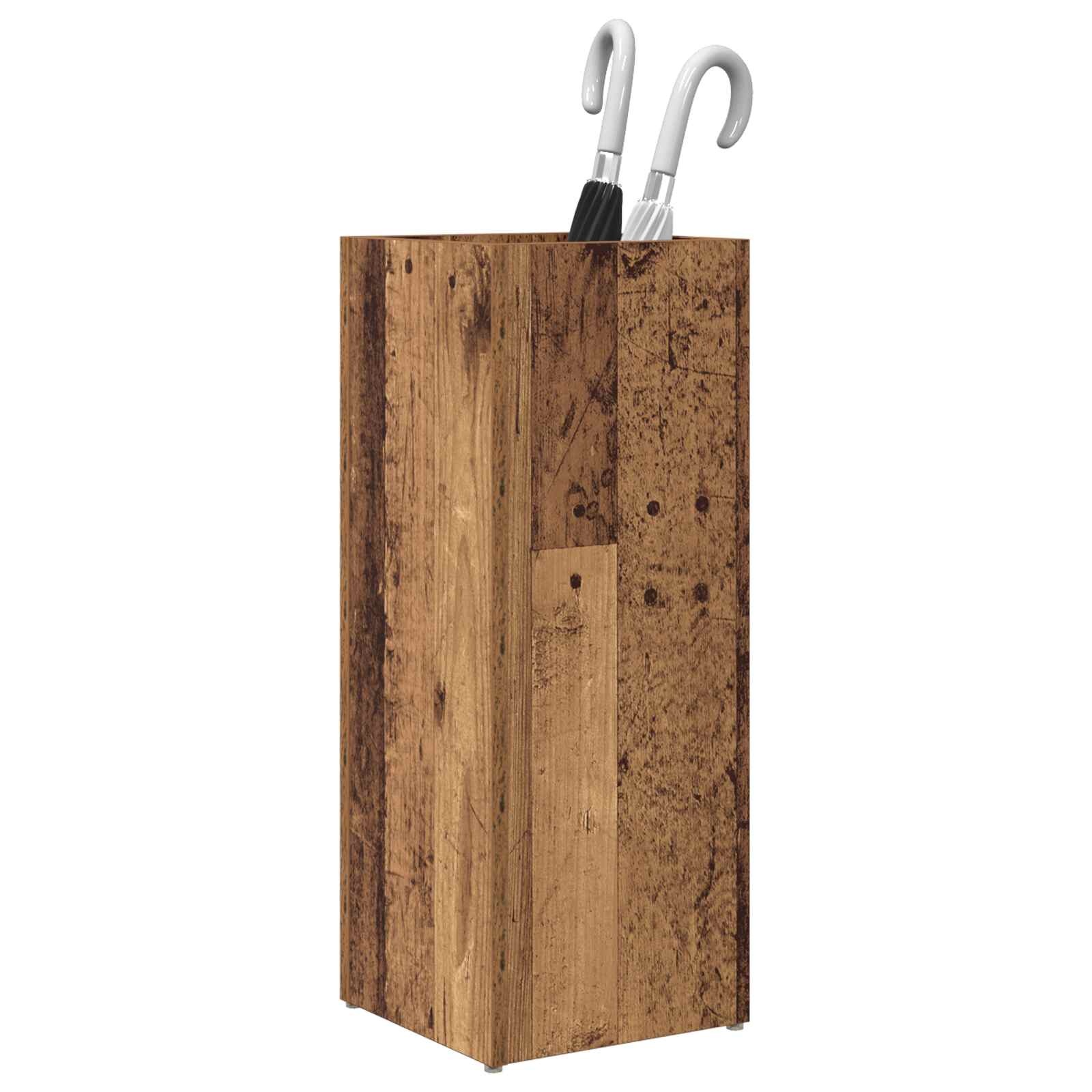 VidaXL Paraplu Standaard Oudhout 25 x 24,5 x 64 cm Bewerkt hout
