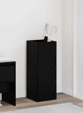 VidaXL Paraplu Standaard Zwart Eiken 25 x 24,5 x 64 cm Bewerkt hout