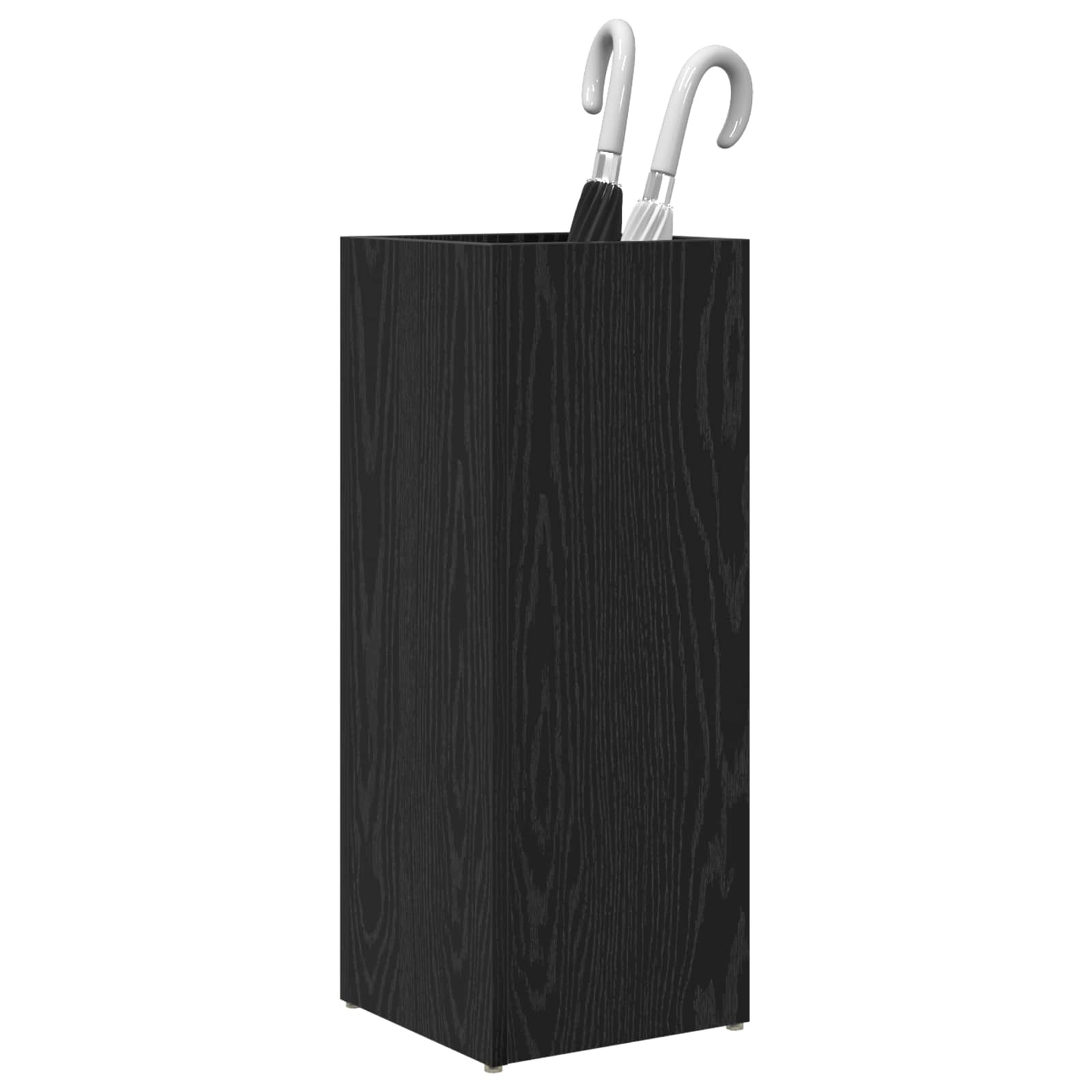 VidaXL Paraplu Standaard Zwart Eiken 25 x 24,5 x 64 cm Bewerkt hout