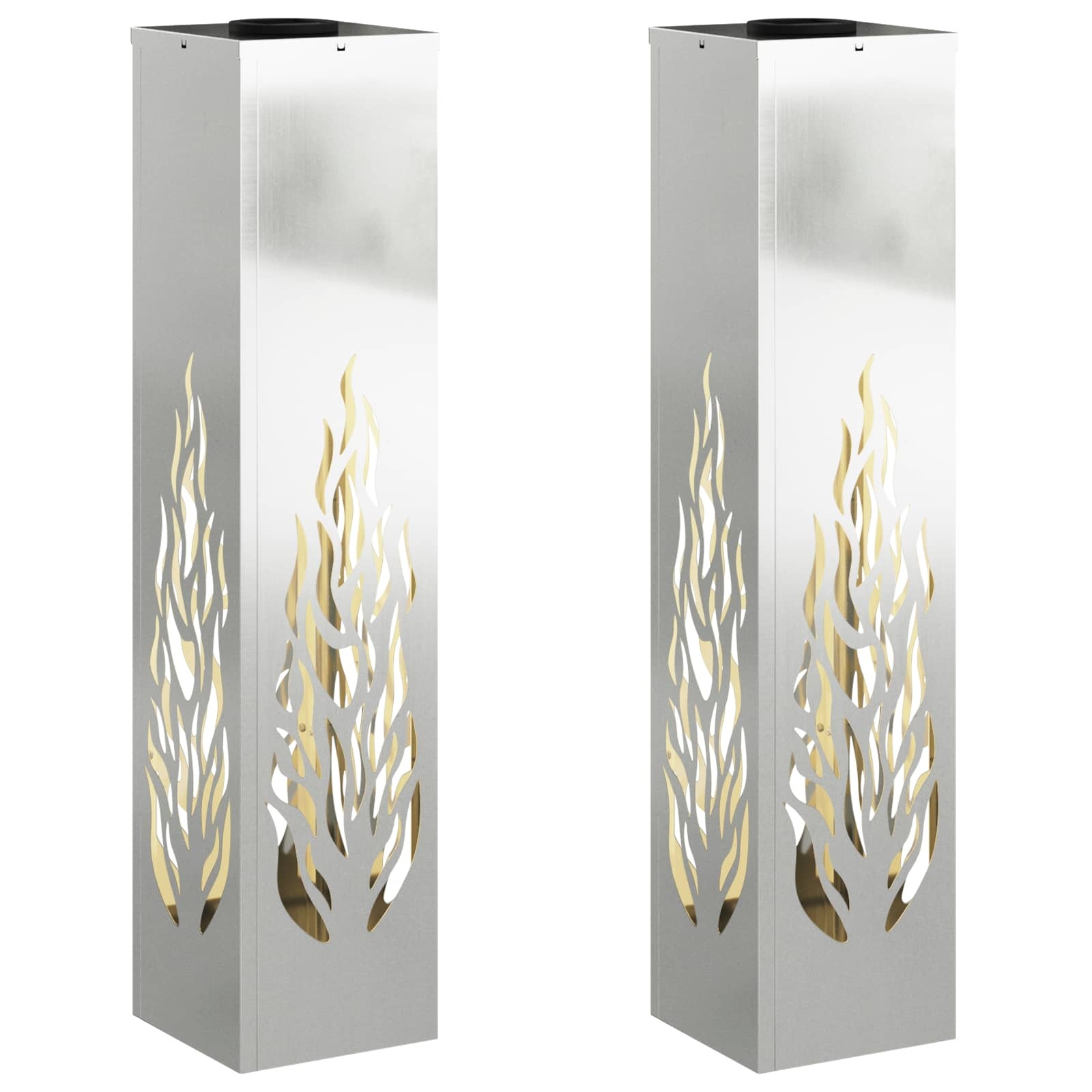 VidaXL Solar LED Pad Licht 2 pcs Gegalvaniseerd Gegalvaniseerd