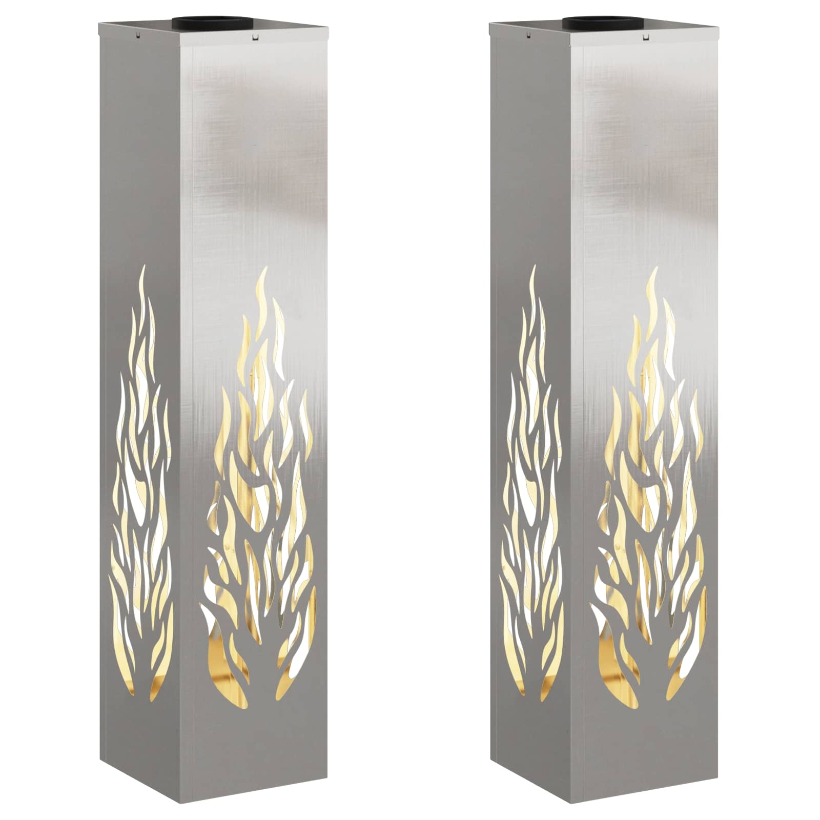 VidaXL Solar LED Pad Licht 2 pcs Roestvrij staal Roestvrij staal