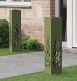 VidaXL Solar LED Pad Licht 2 pcs Olijf Groen Koudgewalst staal