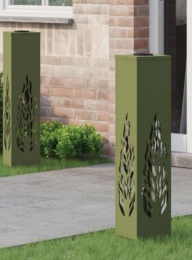 VidaXL Solar LED Pad Licht 2 pcs Olijf Groen Koudgewalst staal