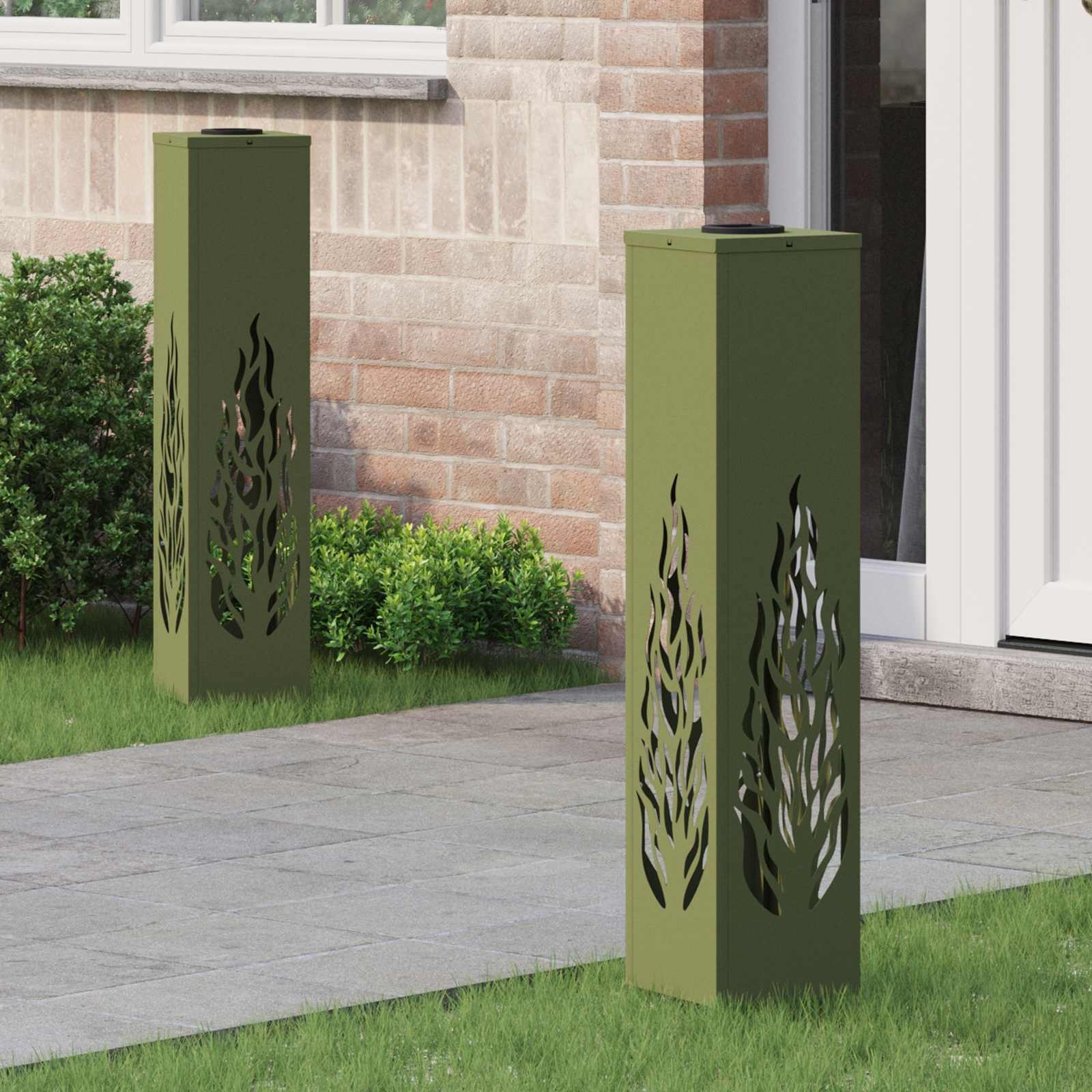 VidaXL Solar LED Pad Licht 2 pcs Olijf Groen Koudgewalst staal