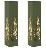 VidaXL Solar LED Pad Licht 2 pcs Olijf Groen Koudgewalst staal