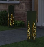 VidaXL Solar LED Pad Licht 2 pcs Olijf Groen Koudgewalst staal